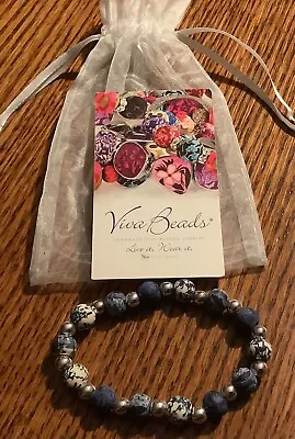 New Viva Beads Bracelet Blues And Silver • $16.99
