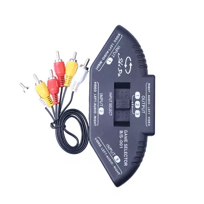 3-Way RCA Switcher Splitter [3 In / 1 Out] RCA Audio Video AV Selector W/ Cable • £7.26