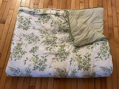 Martha Stewart Collection Reversible Strip Twin Comforter Green Bird 80”x60” • $29.75