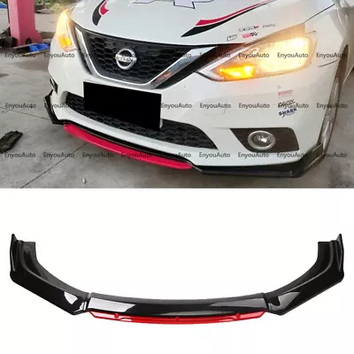 For Nissan Maxima UNIVERSAL Front Bumper Lip Spoiler Splitter Glossy Black Red • $52.25