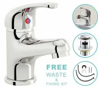 £14.50 • Buy Modern Bathroom Taps Basin Sink Mono Mixer Chrome Cloakroom Tap With Waste Set
