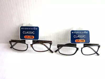 CLOSEOUT!!! Magnivision Classic Reading Glasses 'Liam' +1.75 - 2 Pairs MSRP $44 • $5.95