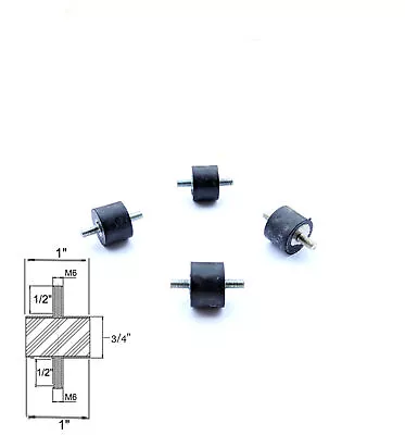 4 Rubber Vibration Isolator Mount (1  Dia X 3/4'' Thk) M6 X 1/2  Long Studs • $16.99