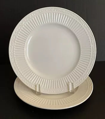 Mikasa ITALIAN COUNTRYSIDE Salad Plates Cream Ribbed Scrolls Stoneware -Set 2 • $18