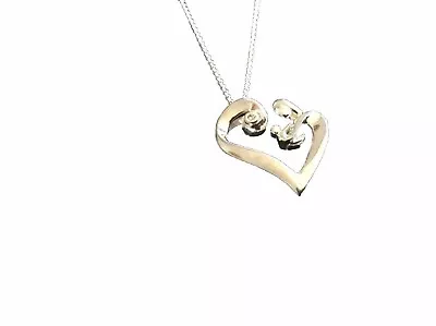 Woman Argentium Mom And Baby Diamond Heart Pendant With 18in Chain Jewelry • $17.09
