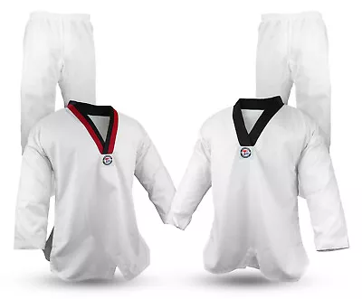 Tae Kwon Do Uniform Gi Poom And Black Trim V-Neck Taekwondo Martial Arts Uniform • $27.45