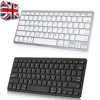 Slim Wireless Bluetooth Keyboard For Apple IMac IPadAndroid Phone Tablet NEW • £5.99