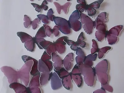 48 PRECUT Purple Mix Edible Wafer/rice Paper Butterflies Cake/cupcake Toppers • £4