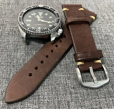 Italian Leather – Vintage Style Leather Watch Strap - Motley Coffee 18/20/22mm • $29.90