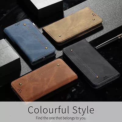 For Xiaomi Poco M4 M3 Pro MIX 4 Denim Cloth Flip Wallet Stand Phone Case Cover • $12.09