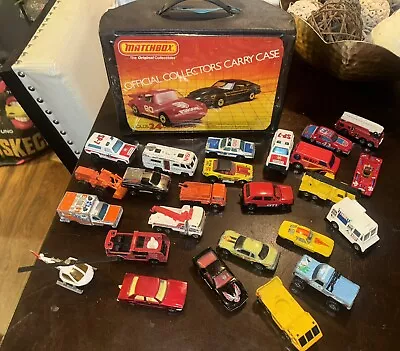 Matchbox Official Collectors Carry Case +  25 Vintage 1980s Die Cast Cars Lot • $32.50