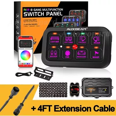 RGB AUXBEAM 8 Gang Switch Panel AR-800 +4FT 4Pin Wiring Harness Extension Cable • $238.99