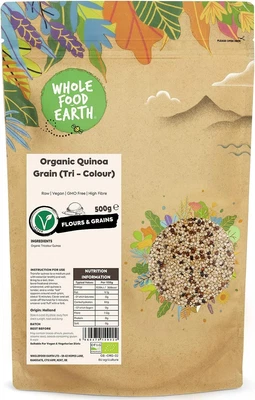 £10.96 • Buy Wholefood Earth Organic Quinoa Grain (Tri-Colour) – 500g | Raw | Vegan | GMO 