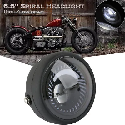 Motorcycle Spiral White Side Mount 6.5  LED Headlight For Cafe Racer Bobber • $30.98