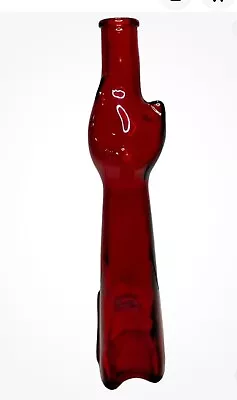 Happy Cat Matte Red Glass Mosel Reisling Rheinhessen Germany Wine Bottle 13” • $24.95