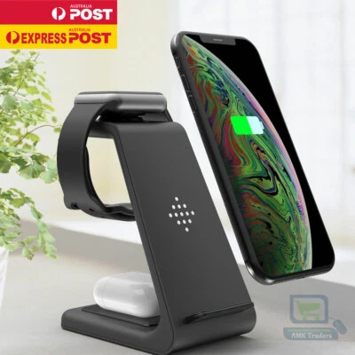 $15.95 • Buy 3 In 1 Wireless Charger Dock Charging Station For Apple IWatch IPhone T3