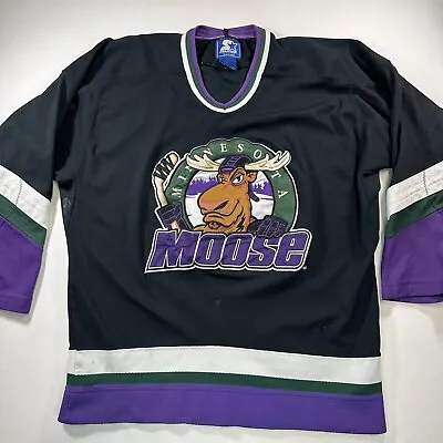 Vintage 90s Starter Hockey Jersey Minnesota Moose IHL Stitched Sewn Size L NHL • $70