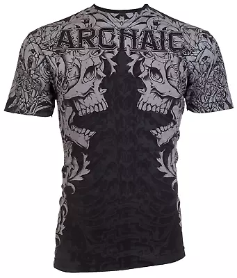 Archaic By Affliction Men's T-Shirt DEATH SHOUT Black Skull Biker M-3XL • $22.99