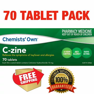 C-Zine 70 Pack - Cetrizine Hydochloride 10mg - ZYRTEC Altertnative - Why Pay For • $24.99