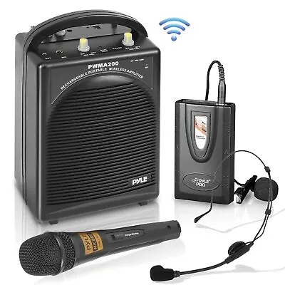 Pyle Pro Audio Rechargeable PA System Passive Wireless AUX & Wired Mic PWMA200 • $86.99