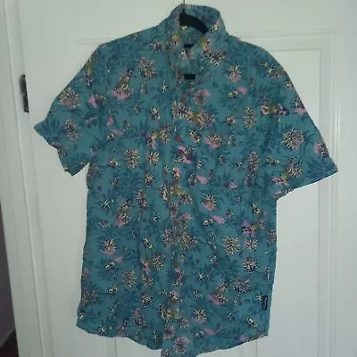 Mambo Mens Short Sleeve Button Shirt Size M Medium Blue Hawaiian Skull Theme • $29.50