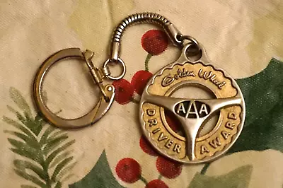 Vintage AAA Golden Wheel Driver Award Keychain • $6.99