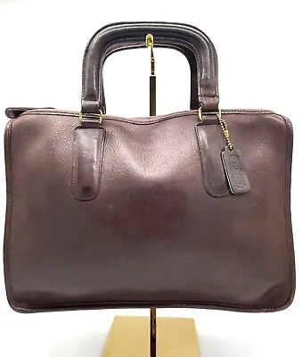 Coach Briefcase Brown Leather Handbag Slim Bonnie Cashin NYC 366-8010 Rare Vtg • $218.77