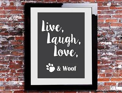£4.99 • Buy Live Laugh Love Woof Dog Print Gift Present Keepsake Canvas Family