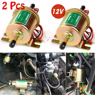 $17.49 • Buy 2 Packs 12V Electric Fuel Pump HEP-02A Universal Inline Low Pressure Gas Diesel