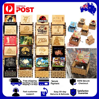 24 Styles Retro Wooden Classical Music Box Toys Valentines Day GIFT Handmade AU • $25.05