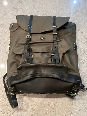 Vtg Swiss Army Military Backpack Leather Rubberized Waterproof Rucksack Bag • $119