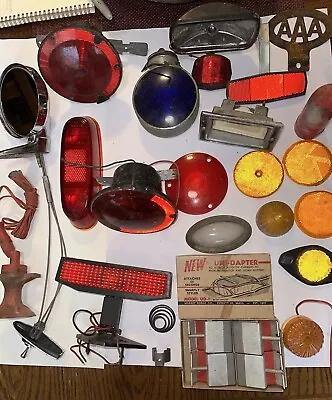 Vintage Lot Automobile Parts Reflectors Mirror AAA Metal Sign Glass + • $20