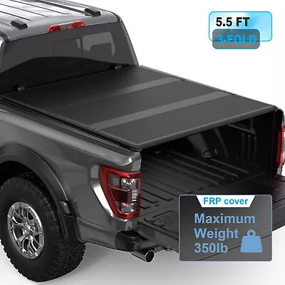 5.5ft 3-Fold FRP Hard Tonneau Cover For 2015-2024 Ford F-150 Truck Bed Cover • $382.79