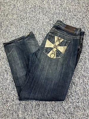 Marc Ecko Standard  36 X 32 Jeans Cotton Dark Blue Faux Snake Skin Detail Y2K • $52.50