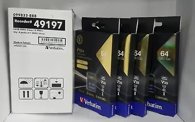 Pack Of 4 Verbatim Pro+ SDXC UHS-I 64GB Memory Cards - New • $14.99