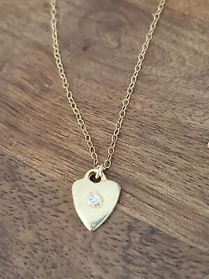 Jes MaHarry Eternal LOVE NECKLACE 14K YG HEART With Diamond &  LOVE  On The Back • $285