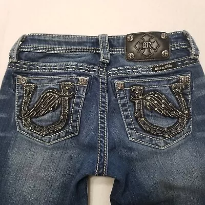 MISS ME Girls Size 12 Denim Jean Bermuda Shorts JK7537M2 Wings Horseshoes Bling • $26.95