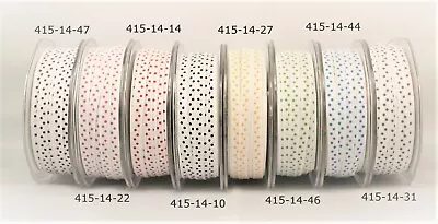 May Arts 7mm White Mini Polka Dot Ribbon - Sold By The Metre • £1.20