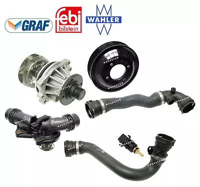 For BMW E46 Water Pump Pulley Thermostat Upper Lower Hose Sensor Kit 6pcs OEM • $186.38