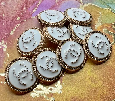 £101.90 • Buy SET 9x LOT CHANEL Button Buttons Ø 0,79 Inch 2 Cm Vintage CC Logo Boutons