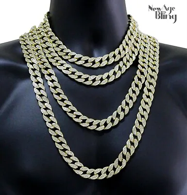Iced Cuban Link Chain 14k Gold Plated 7 -30  Choker Hip Hop Jewelry Cz Necklace • $11.99