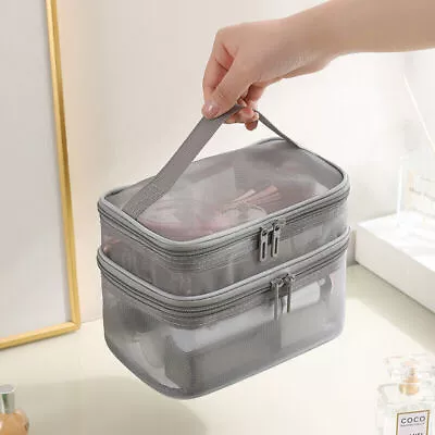 Portable Travel Mesh Toiletry Cosmetic Bag Vanity Make Up Storage Case Pouch UK • £4.99