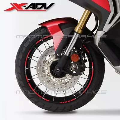 Honda X-ADV 750 Motorcycle Wheel Decals Rim Stickers Stripes Xadv X Adv Red • £27.48