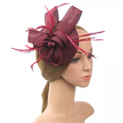 Flower Feather Hair Hat Fascinator Headband Clip Wedding Royal Ascot Formal Race • £11.99