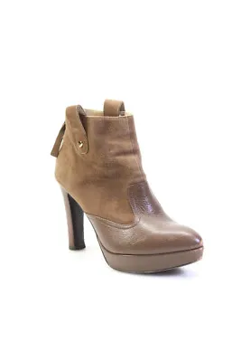 Love Moschino Womens Back Zip Platform Cap Toe Booties Brown Suede Leather 36 LL • $19.99