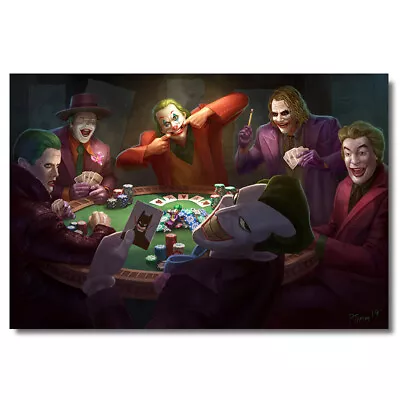 Jokers Playing Poker Movie Poster Funny Wall Art Painting HD Print Home Decor • $11.23