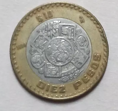 MEXICO $10 PESOS Current Bi-Metal Mexican Diez Pesos Forex Coin (1990s-Present) • $1.15