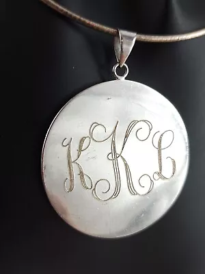 Vintage Sterling Silver KKL Monogramed Medallion Choker Necklace 18.6 Grams • $40