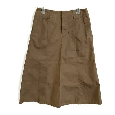 Eddie Bauer Womens Sz 6 Pet Skirt Brown Chino A Line Midi Modest • $21.58