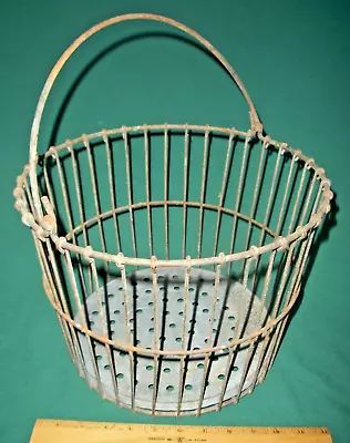 Vintage OAKES MFG CO Wire Basket Country / Farm Produce Egg TIPTON IND • $57